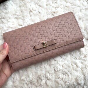 Authentic Gucci Guccissima Continental Bow Flap Long Wallet